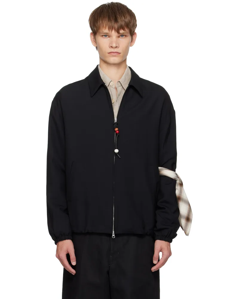 Song For The Mute Black Gabardine Slim Coach Jacket Black