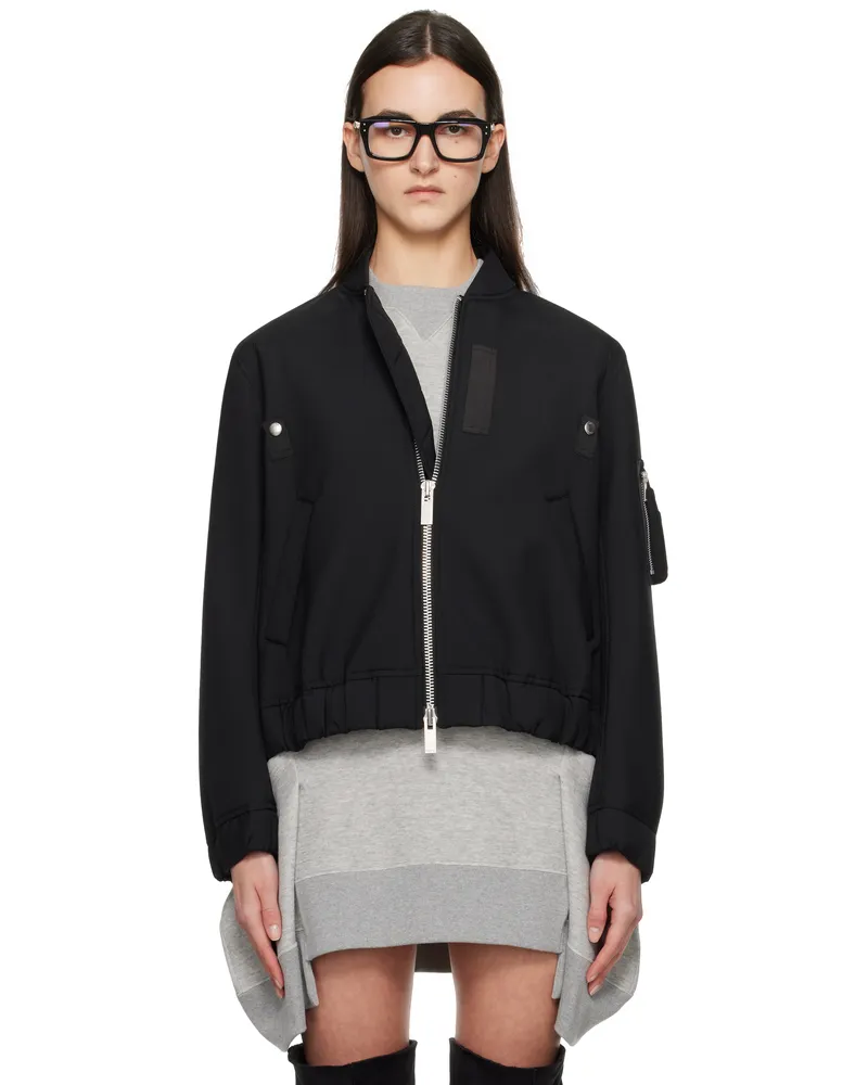 Sacai Black Suiting Bonding Bomber Jacket 001