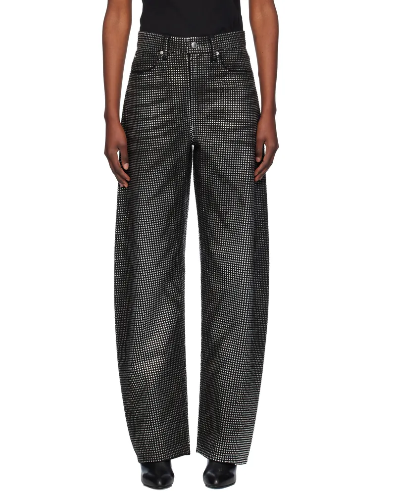 Alexander Wang Black Distressed Crystal Hotfix Jeans Washed