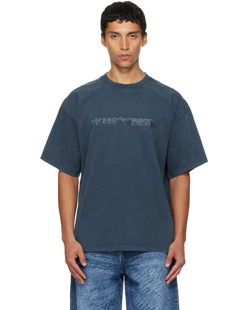 Alexander Wang Navy Short Sleeve T-shirt 421b