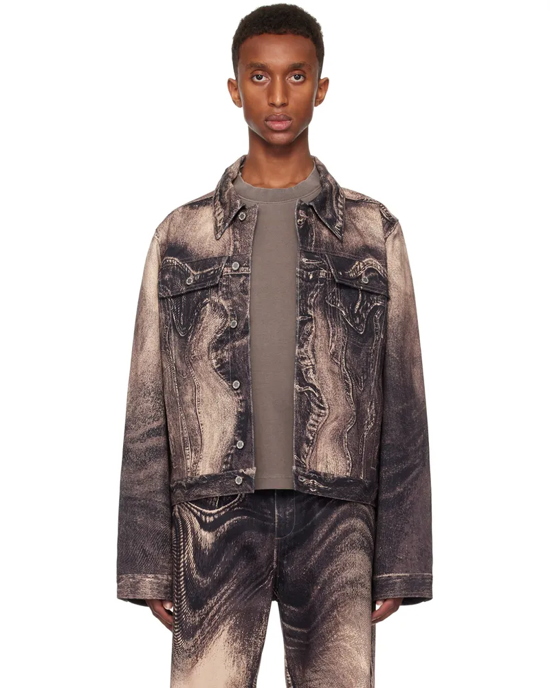 Camper Pink Distorted Print Denim Jacket Pink