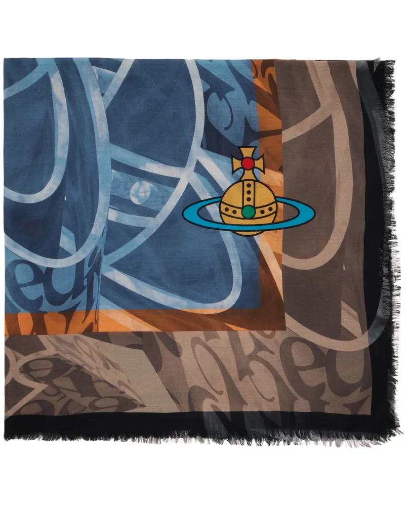 Vivienne Westwood Blue 3D Multi Orb Scarf 233-w00p2-k404mn