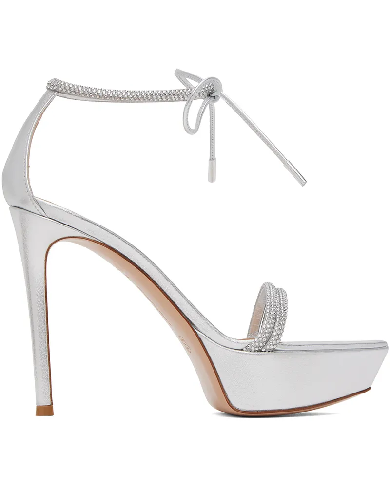 Gianvito Rossi Silver Burma Heeled Sandals Silver+silver