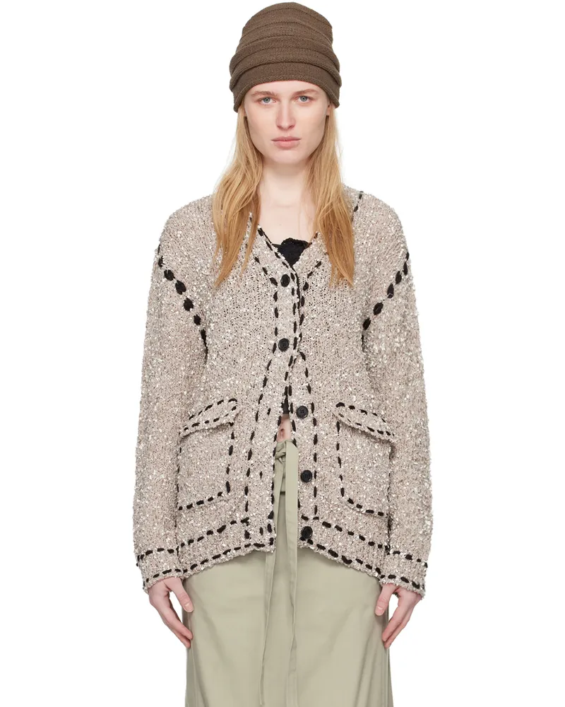 OPEN YY Taupe Contrast Cardigan Beige