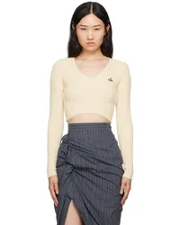 Vivienne Westwood Off-White Bea Cropped V-Neck Sweater Aoff