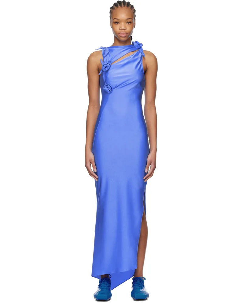 COPERNI Blue Asymmetric Flower Maxi Dress Blue
