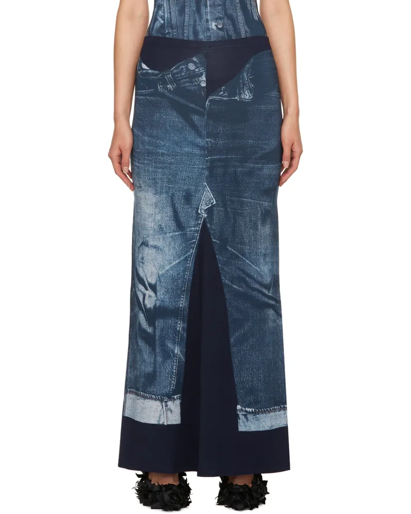 Jean Paul Gaultier Blue Trompe L'œil Maxi Skirt 5950