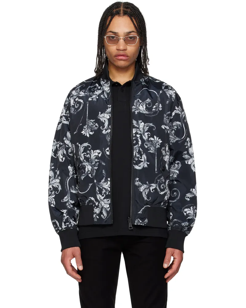 Versace Jeans Black Barocco Reversible Bomber Jacket E899-black