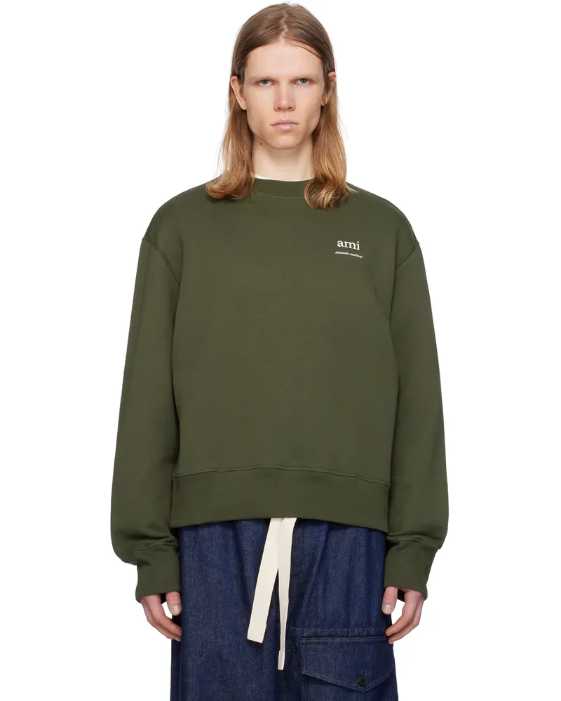 AMI Paris Green Cotton Sweatshirt Loden