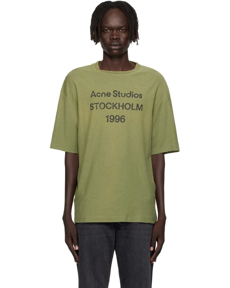 Acne Studios Green Logo Relaxed Fit T-shirt Ab7