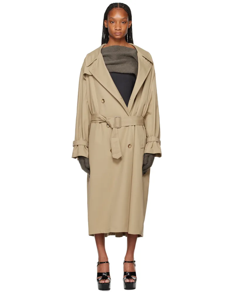 Moschino Beige Notched Lapel Trench Coat 0081