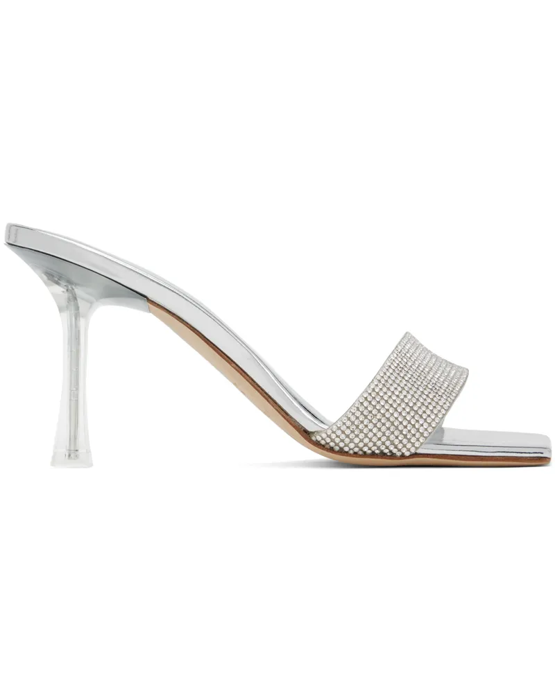 Magda Butrym Silver Crystal Heeled Sandals Silver
