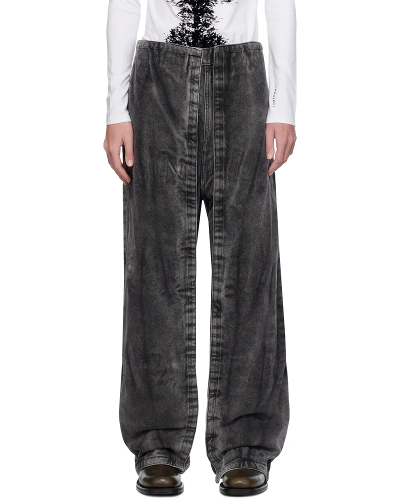 Y/PROJECT Black Velcro Panel Jeans Black