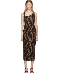 Versace Jeans Black & Gold Chain Couture Midi Dress Egblack