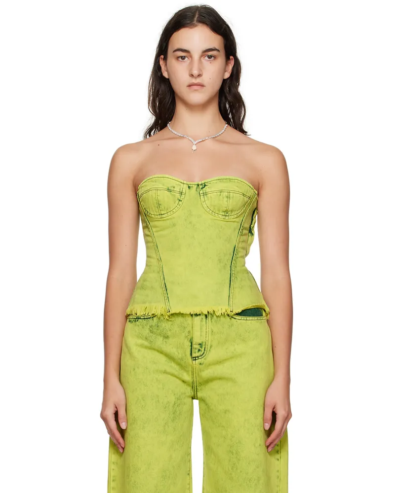 Marques ' Almeida Green Paneled Tank Top Lime