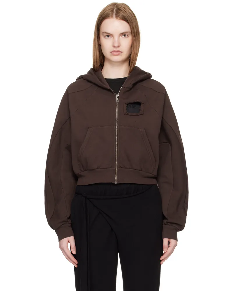 OTTOLINGER Brown Distressed Multiline Zip Hoodie Brw