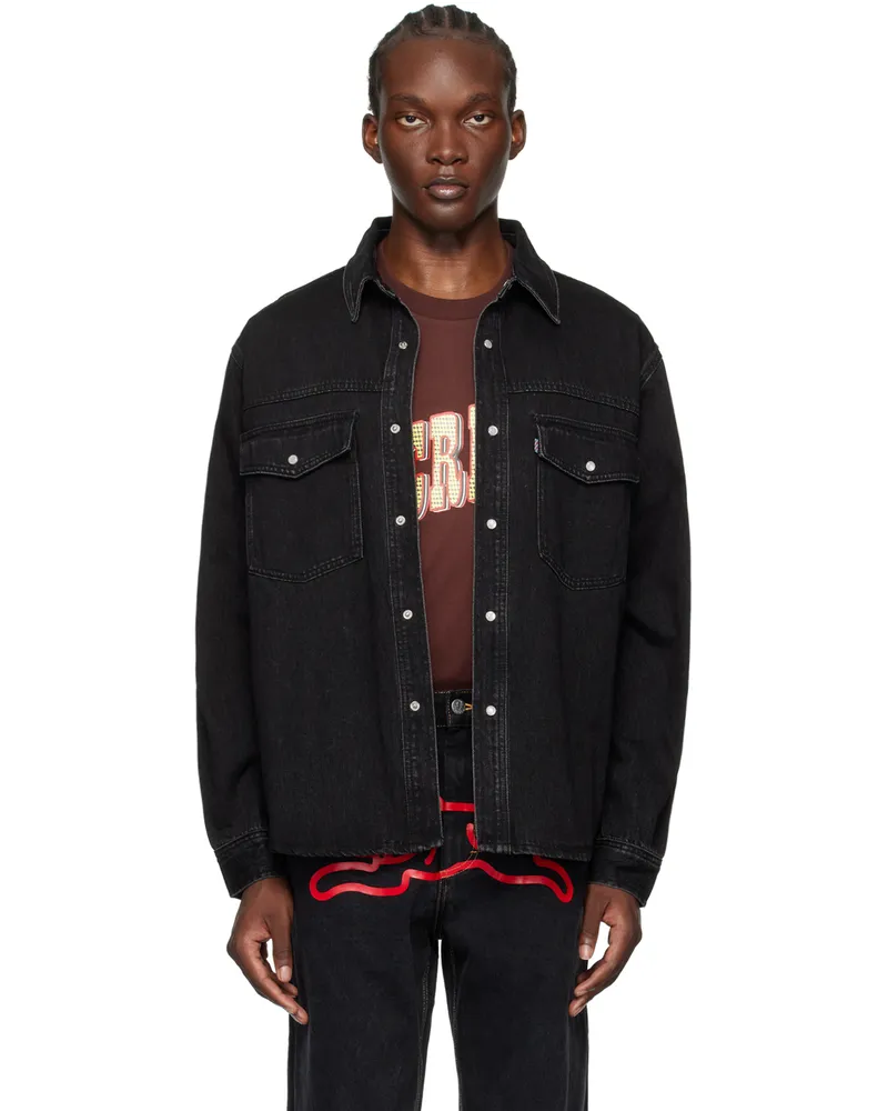 ICECREAM Black Running Dog Denim Shirt Black