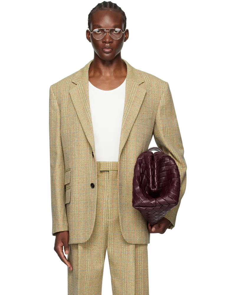 Bottega Veneta Beige Distorted Prince Of Wales Blazer 1487