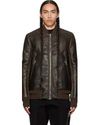 Rick Owens Brown Classic Flight Leather Jacket Brown