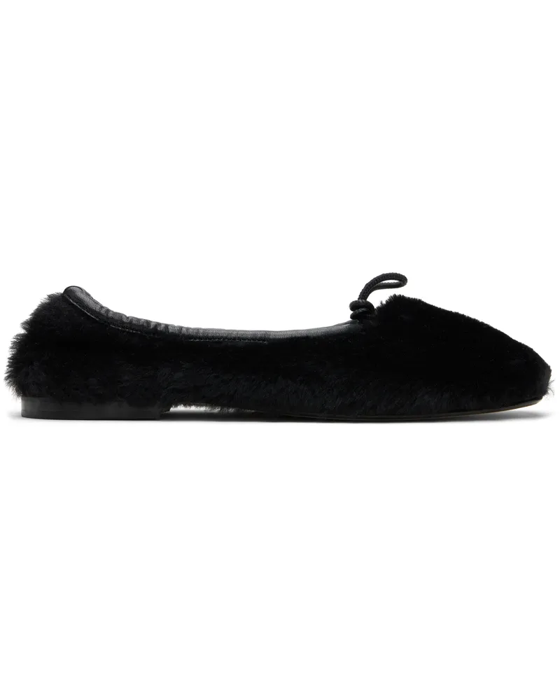 HEREU Black Puntera Shearling Ballerina Flats Black