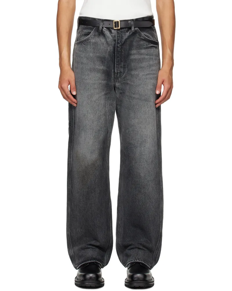 AURALEE Black Selvedge Faded Heavy Painter Jeans Faded