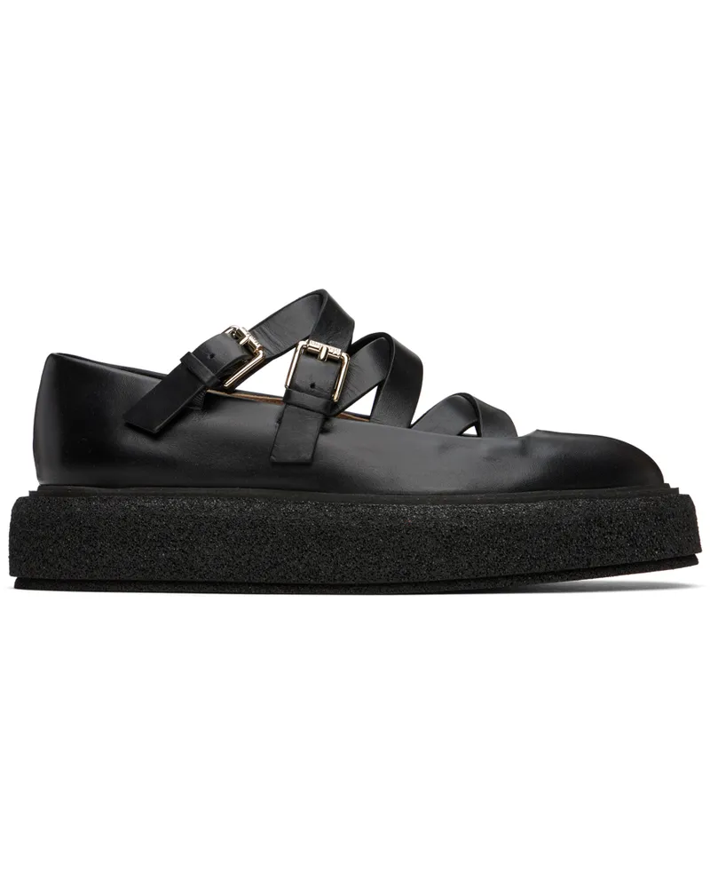 Max Mara Black Leather Strap Ballerina Flats 4