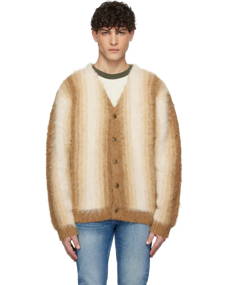 Uniform Bridge Beige Stripe Cardigan Beige