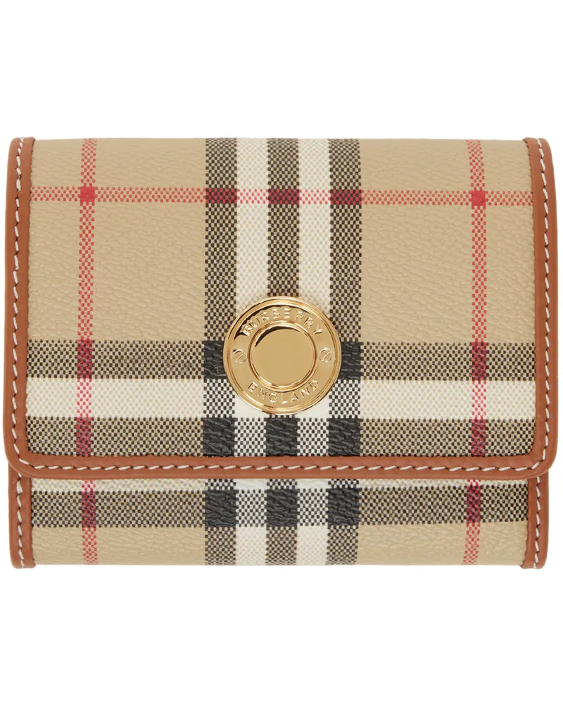 Burberry Beige Check & Leather Small Folding Wallet Archive