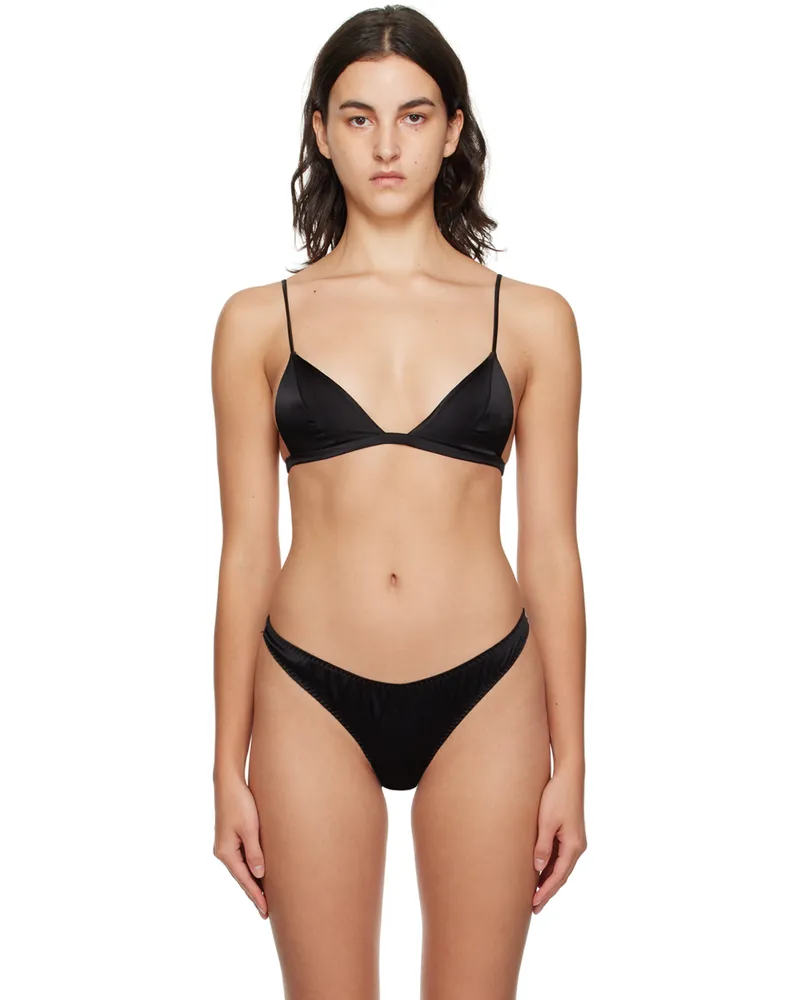 Fleur Du Mal Black Luxe Triangle Bra 0100