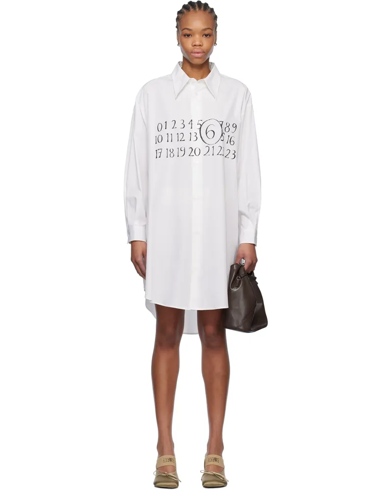 Maison Margiela White Logo Poplin Shirt Minidress 100