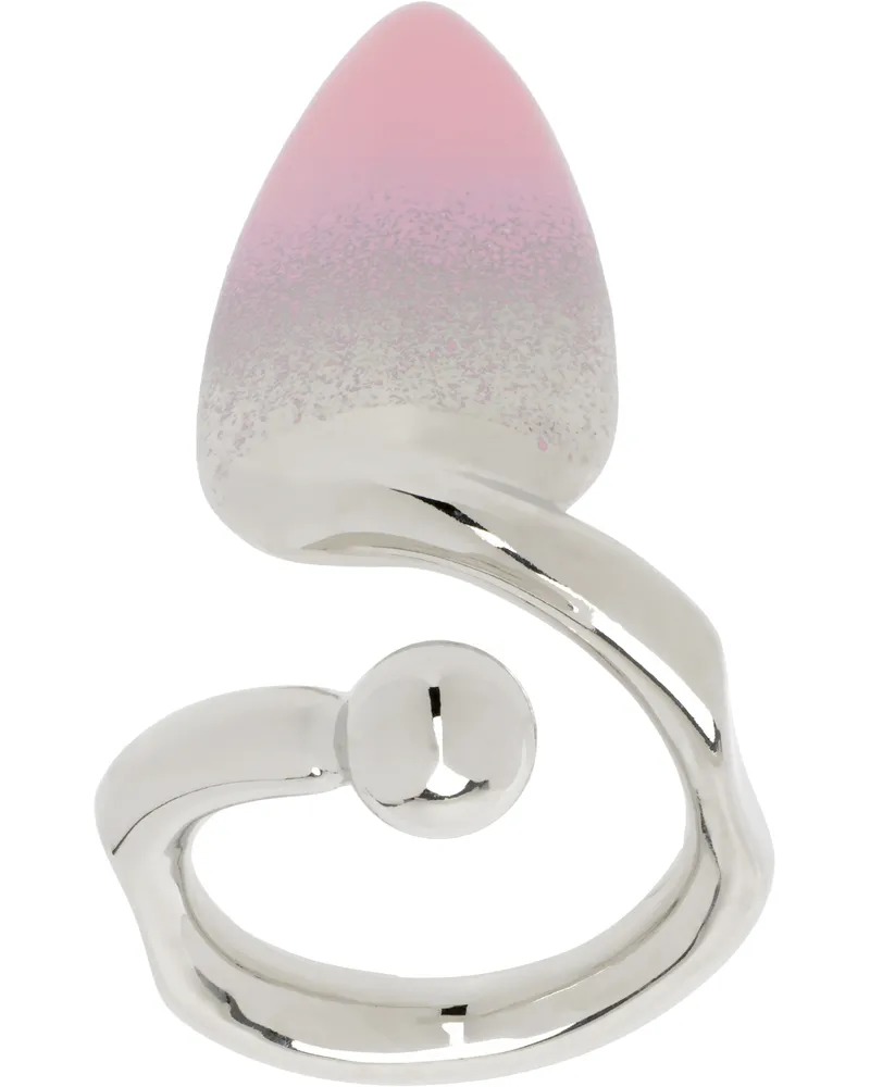 Justine Clenquet Silver & Pink Sam Nail Ring Gradient