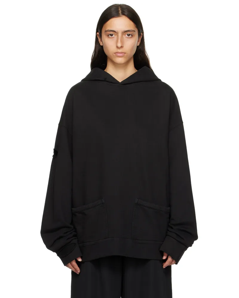 WE 11 DONE Black Distressed Hoodie Black