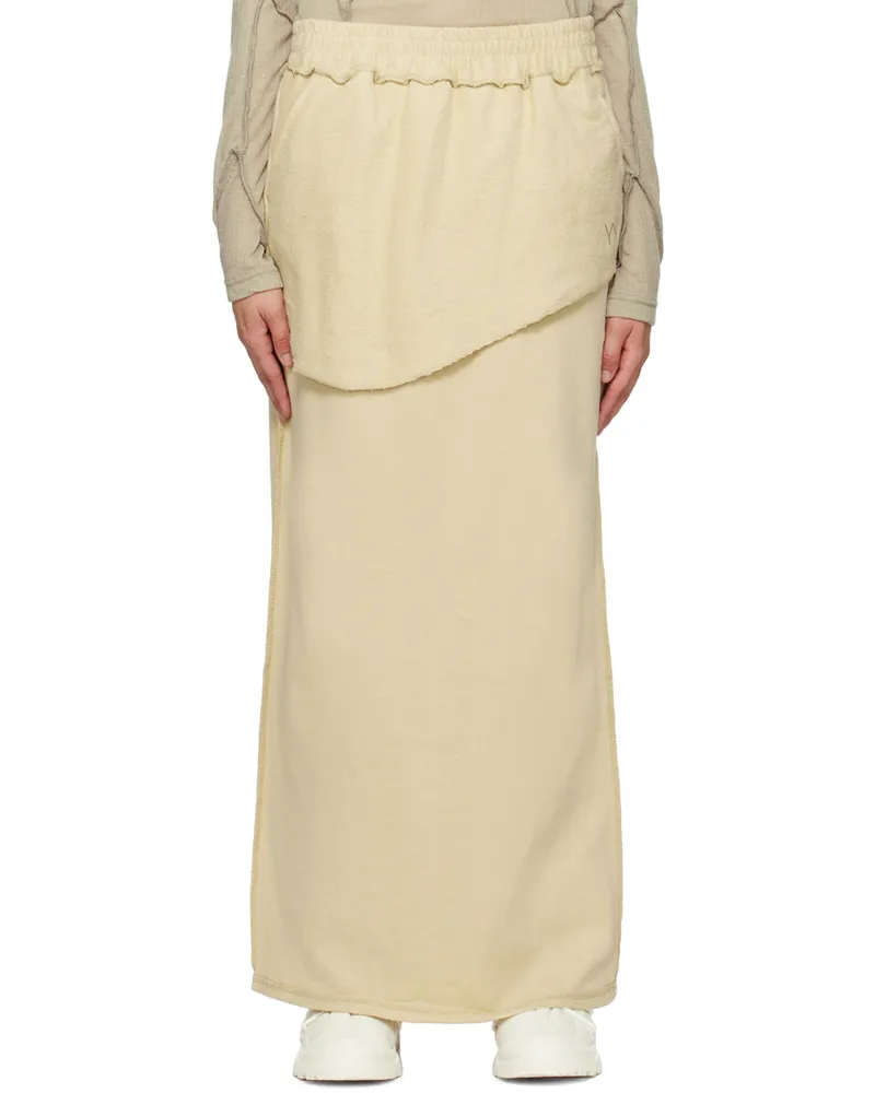 OPEN YY Beige Layered Maxi Skirt Yellow