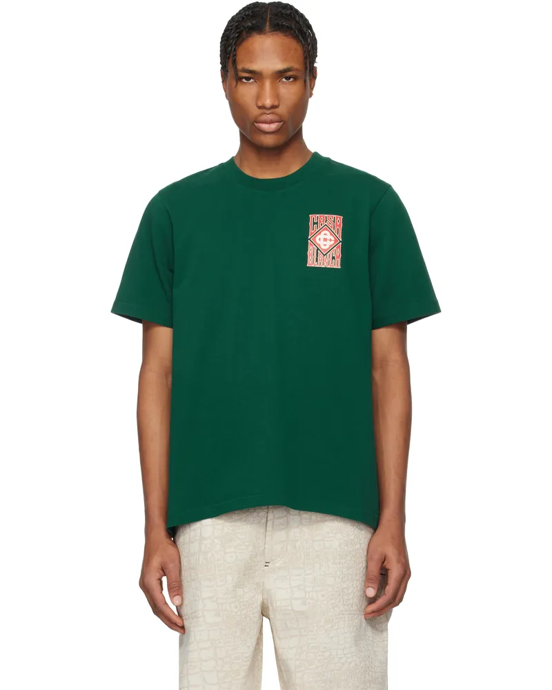 Casablanca Paris Green Gothic Logo T-shirt Green