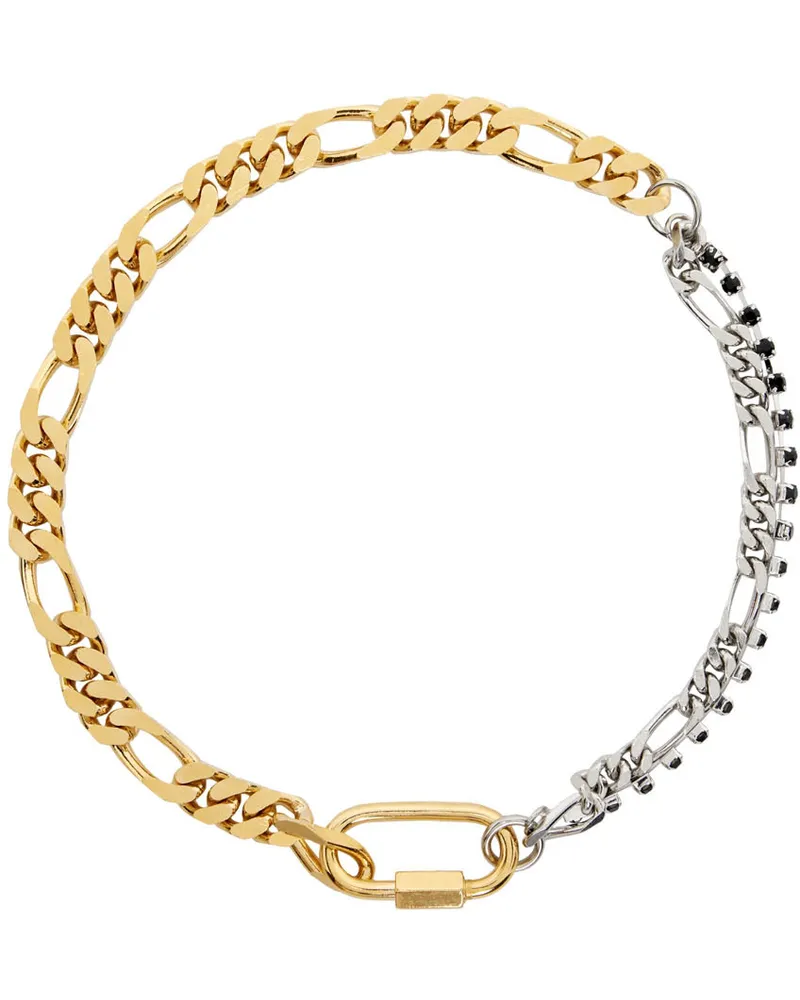 In Gold We Trust Paris Gold & Silver Crystal Figaro Necklace Gold
