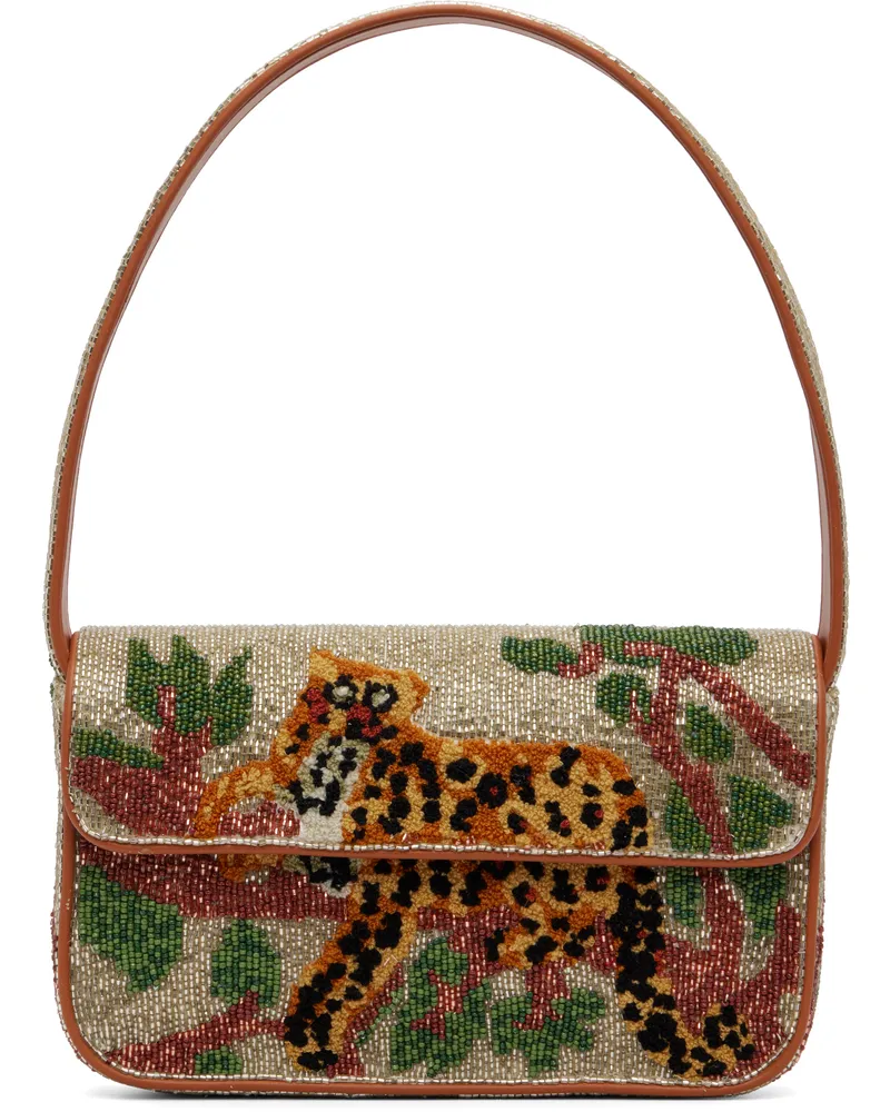 STAUD Beige Tommy Beaded Bag Jgld