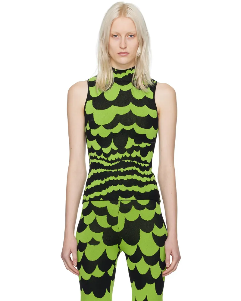Simon Miller Green & Black Rohe Tank Top Happy