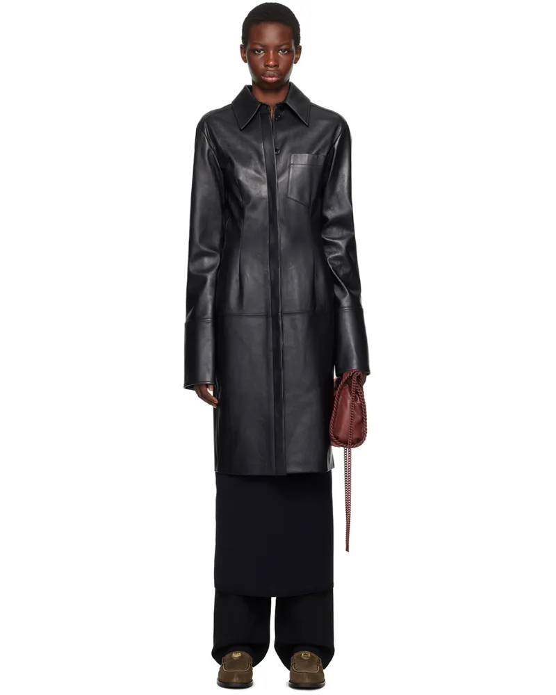 SPORTMAX Black Oidio Leather Midi Dress 002