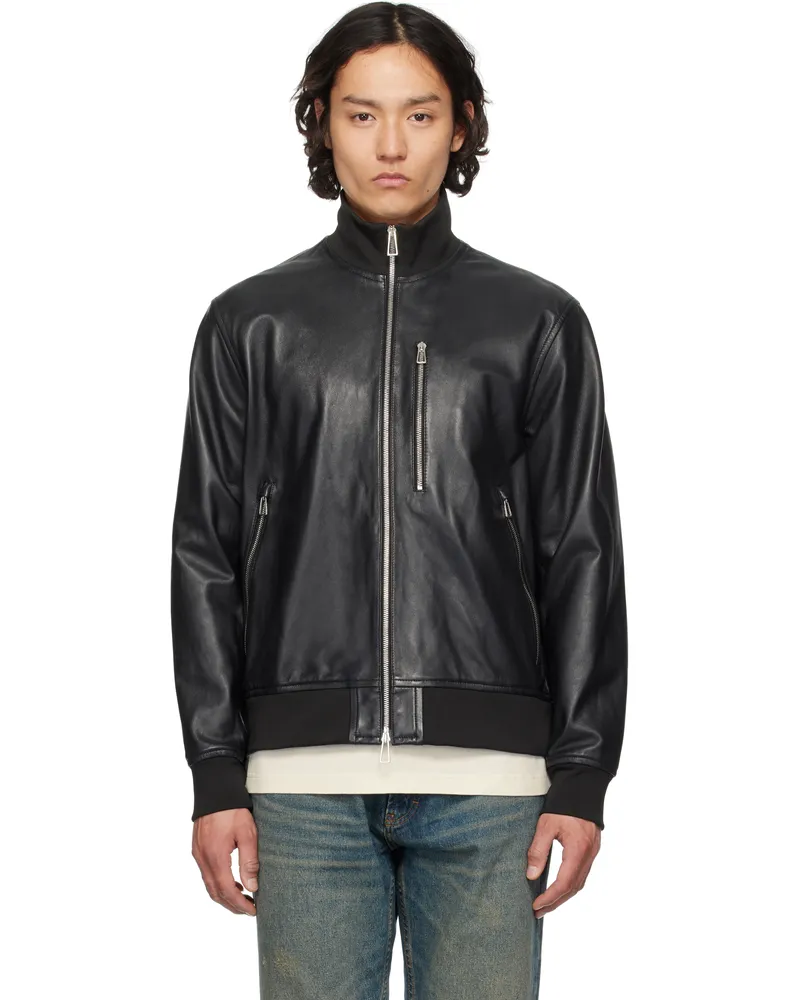 Paul Smith Black Leather Bomber Jacket