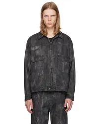 Engineered Garments Black Distressed Print Denim Jacket Dzblack