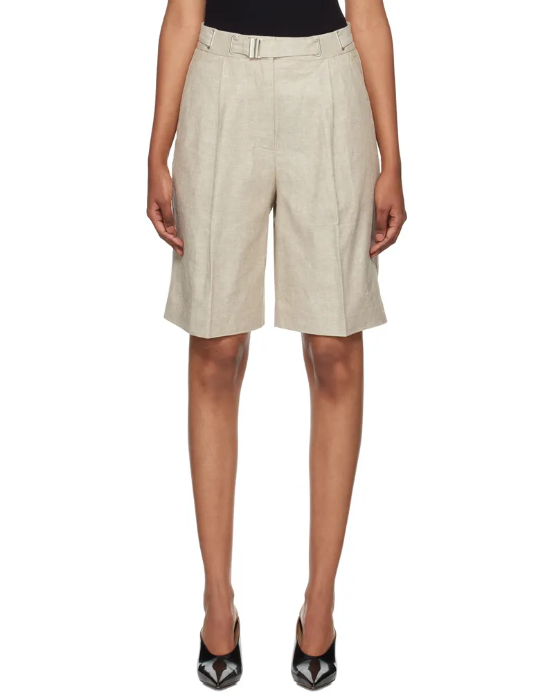 ROTATE Birger Christensen Beige Belted Shorts 16-1109