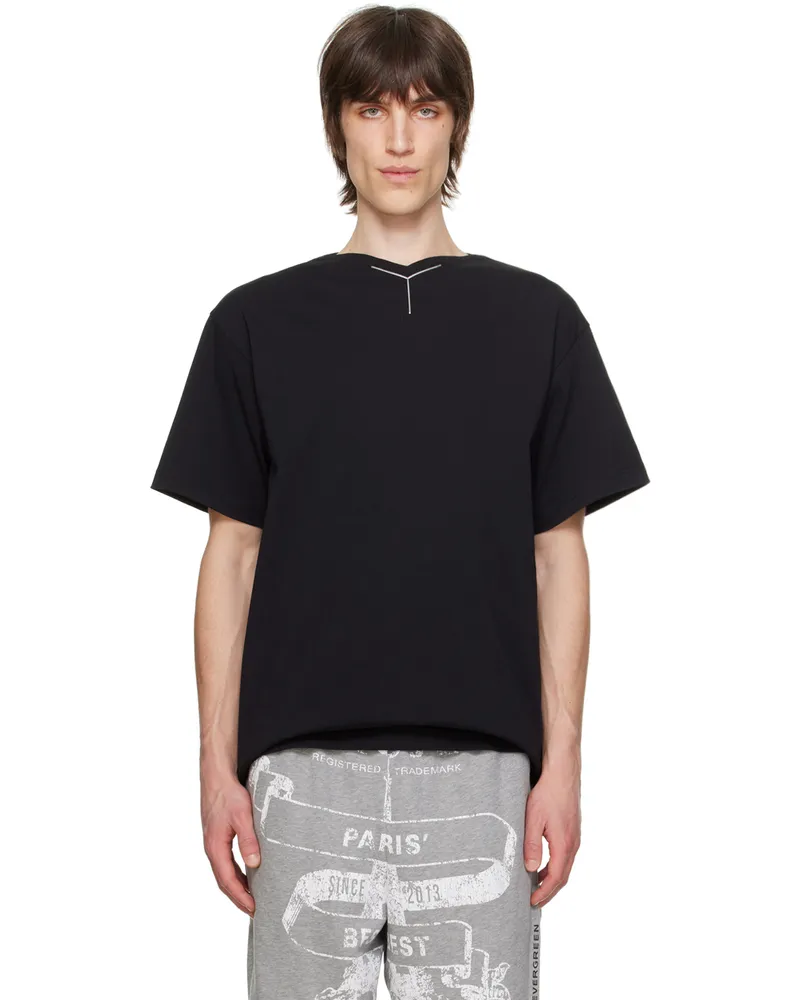 Y/PROJECT Black V-Neck T-Shirt Black
