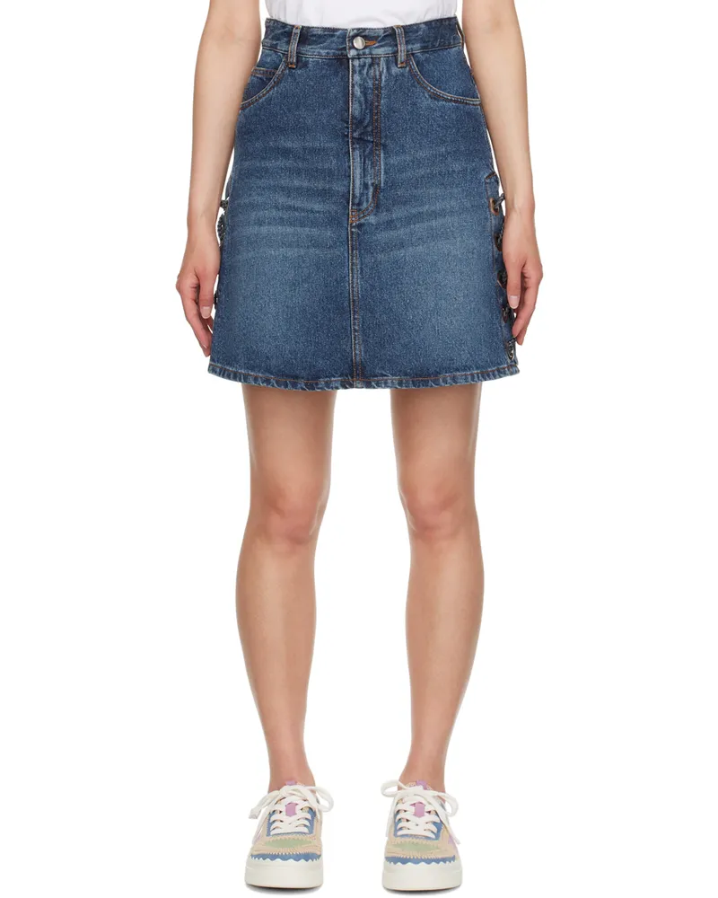 Chloé Blue Lace-Up Denim Miniskirt 467