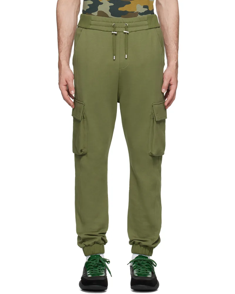 Balmain Khaki Paris Print Sweatpants Uio