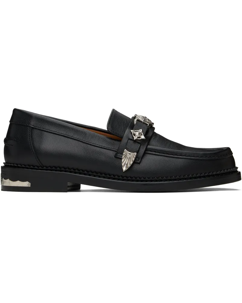 Toga SSENSE Exclusive Black Saffiano Leather Loafers Saffiano
