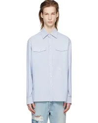 Palm Angels Blue Embroidered Shirt Light