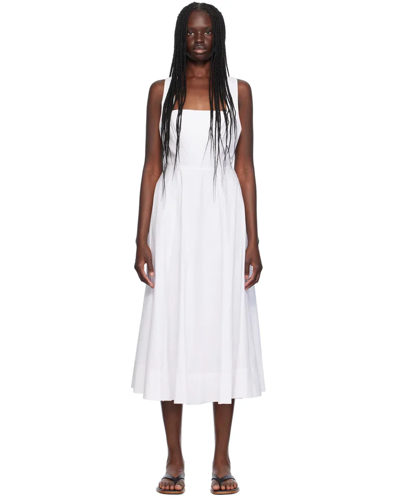 STAUD White Teresa Midi Dress Wht
