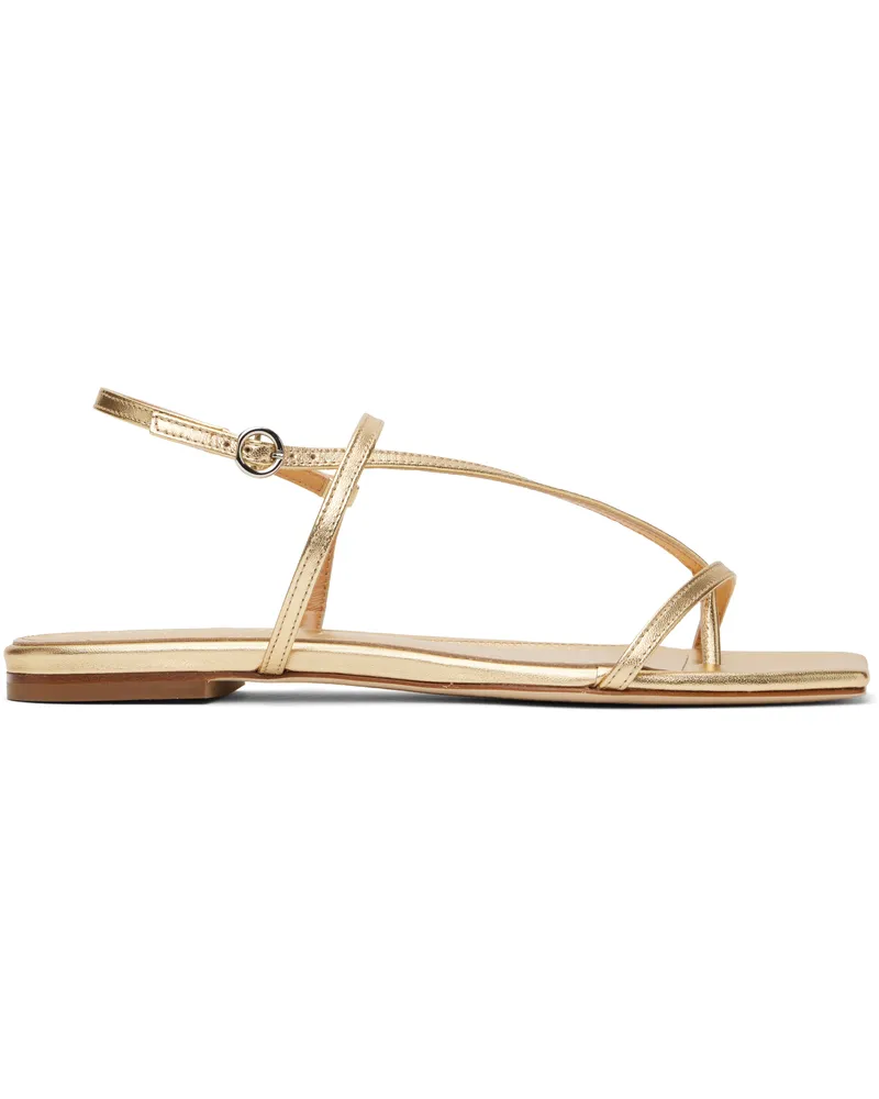 aeyde Gold Ella Leather Toe-Post Sandals Laminated