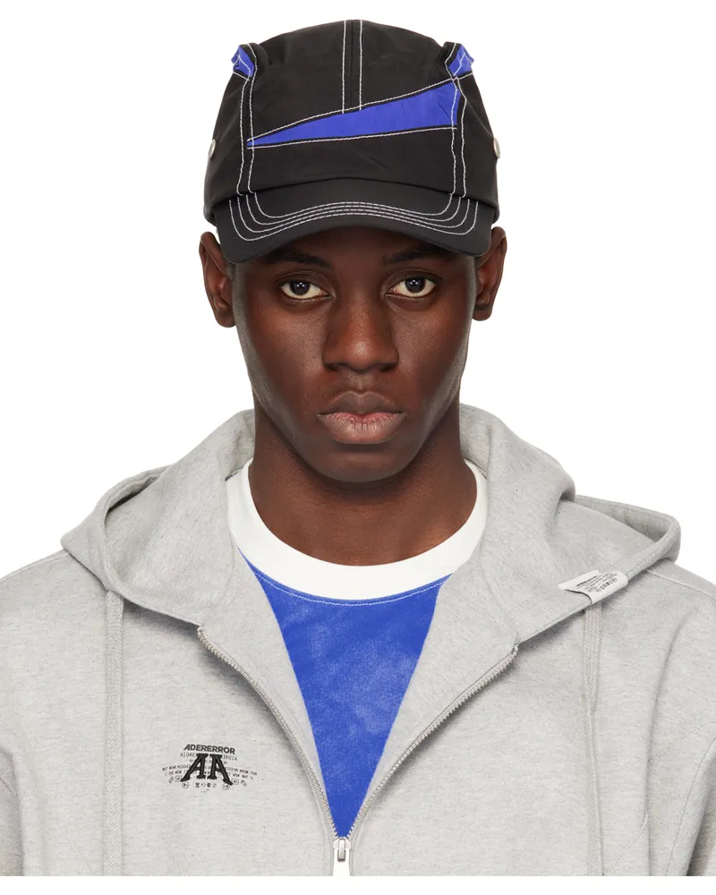 Adererror Black & Blue Contrast Stitch Cap Noir