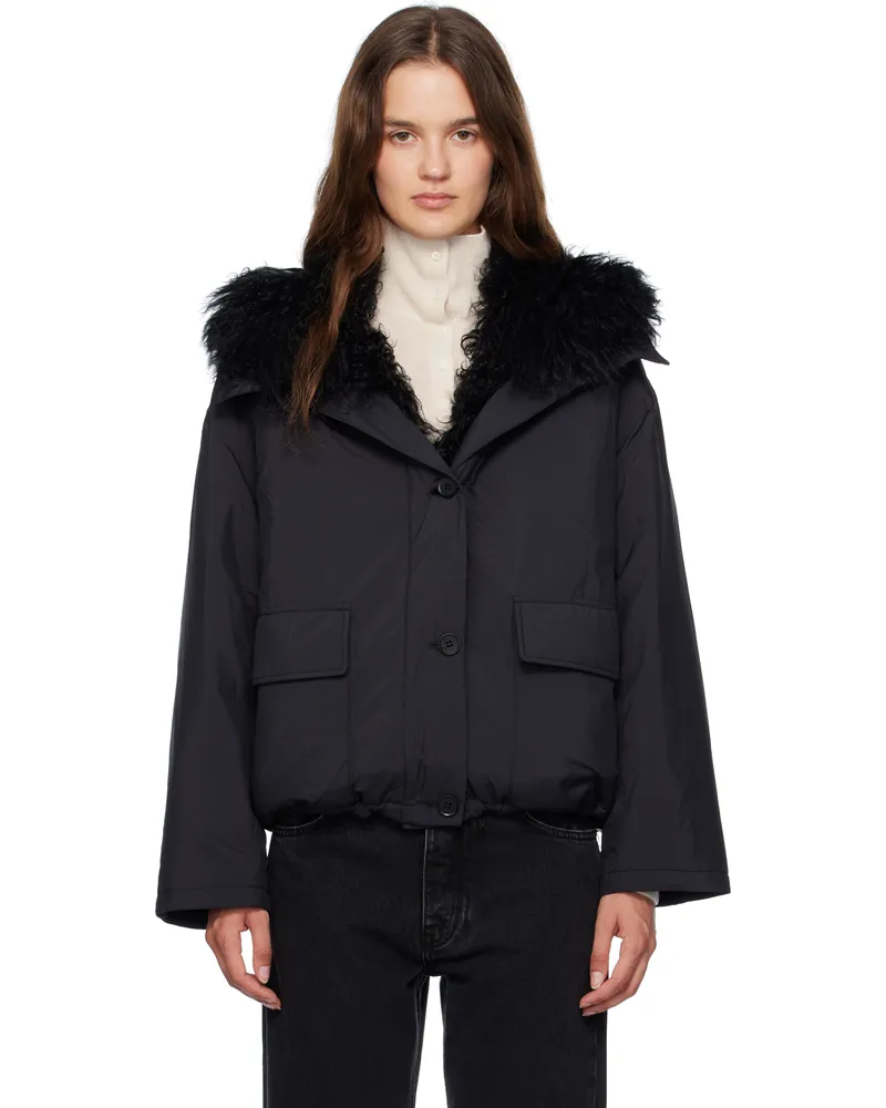 Yves Salomon Black Doudoune Down & Shearling Jacket C99